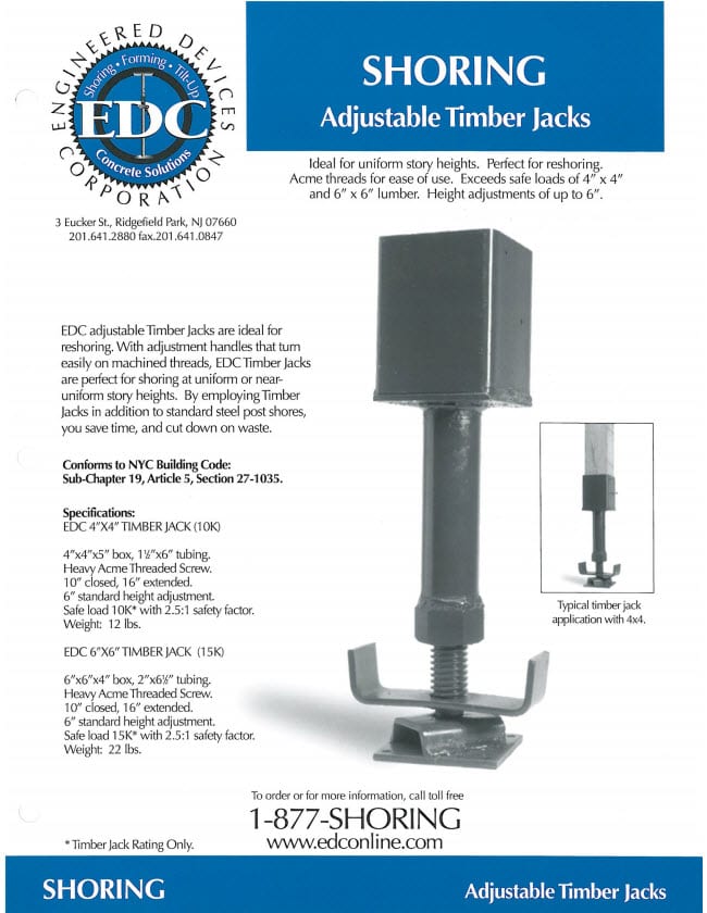 Adjustable Timber Jacks catalog cover