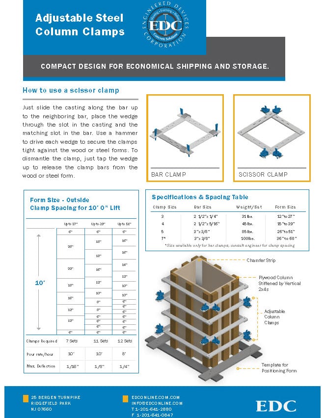 Adjustable Steel Column Clamps catalog cover