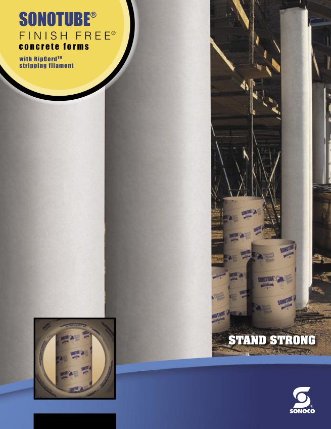 Sonotube Finish Free concrete forms brochure cover
