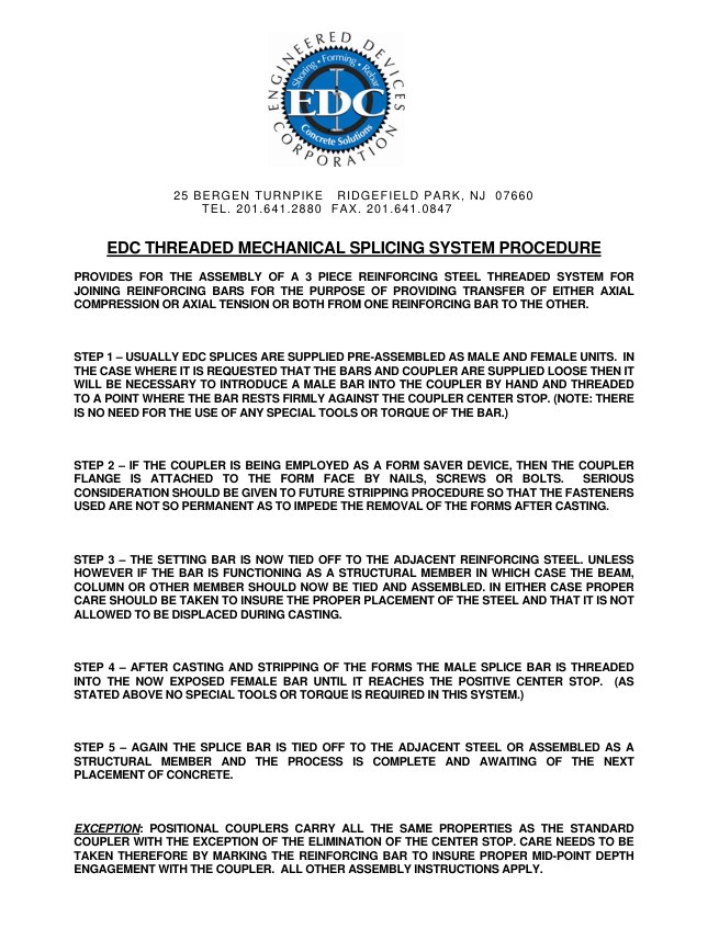 EDC Threaded Mechanical Splicing System Procedure cover