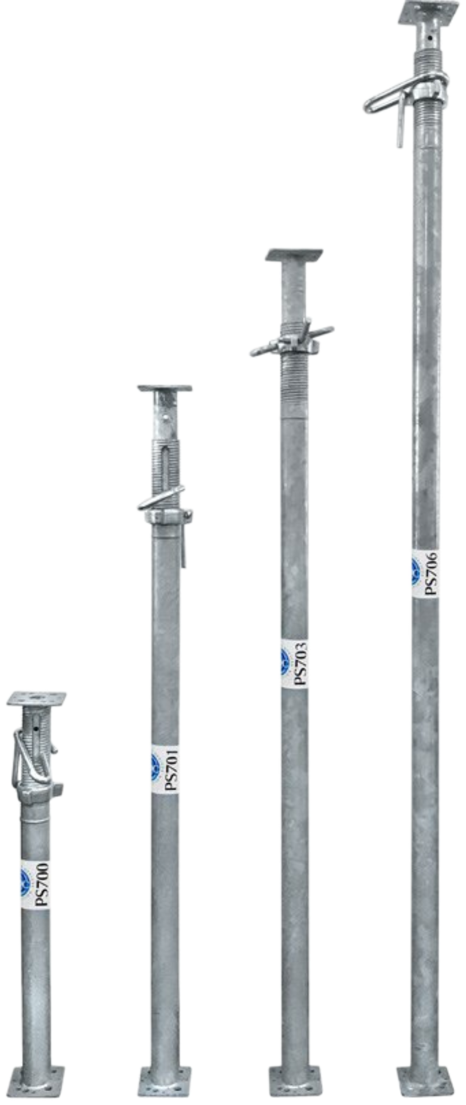 EDC 700 series adjustable steel post shores, sizes PS700, PS701, PS703 and PS706