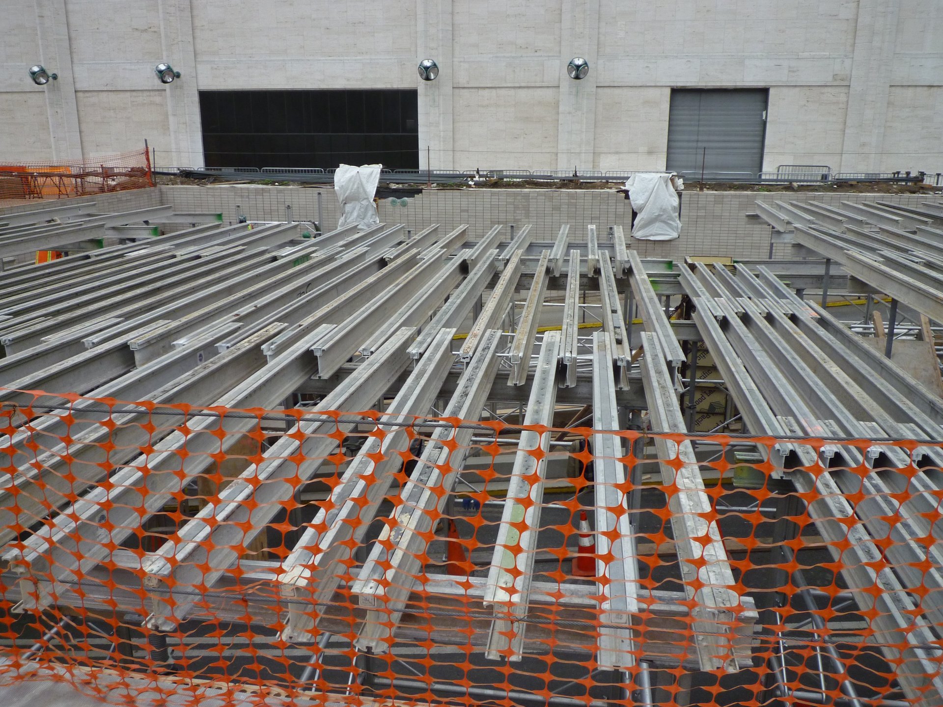 Deck framing over the garage approach on the Lincoln Center campus