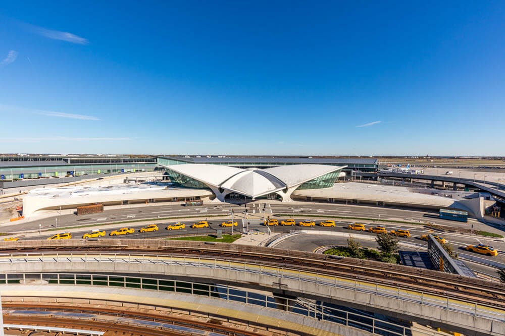 The landmark winged terminal at the center of the JFK roadways